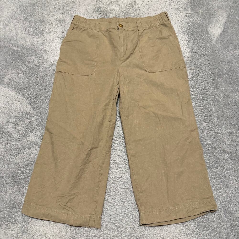 Duluth Trading Pants Womens 16 (36 x22) Overeasy Lightweight Hemp Capri Green